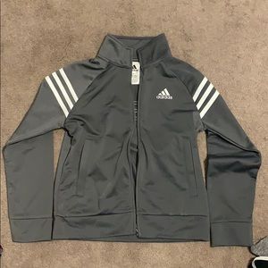gray adidas zip-up